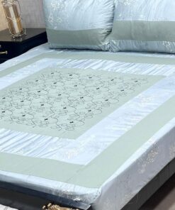 Premium Cotton Embroidered King Size Bedsheet SKU-KPB-15 with Pillow Covers