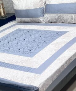 Premium Printed Embroidered King Size Bedsheet SKU-PPB-14 with Pillow Covers
