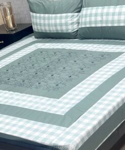 Floral Embroidered King Size Bedsheet SKU-KPB-10 with Matching Pillow Covers
