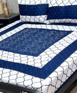 Prestige Cotton Embroidered King Size Bedsheet SKU-KPB-25 with Matching Pillow Covers