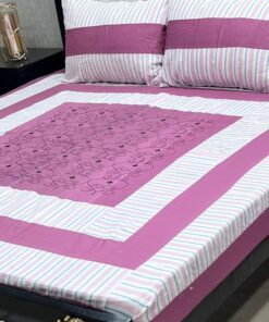 Classic Cotton Embroidered King Size Bedsheet SKU-KPB-33 with Matching Pillow Covers