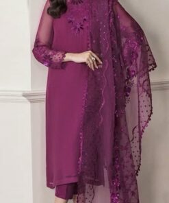 Baroque SKU-03 Chiffon Embroidered 3 Piece Suit with Organza Dupatta