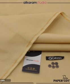 Alkaram Skin Color Men Unstitched Hard Paper Cotton Suit Supreme Finish 4.5 Meter Premium Summer Fabric