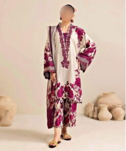 Ethnic Shamooz Silk 3 Piece Unstitched Tie and Dye Digital Printed Suit for Women