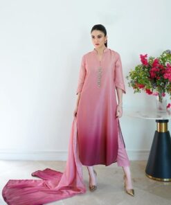 Ethnic Shamooz Silk 3 Piece Unstitched Tie and Dye Digital Printed Suit for Women