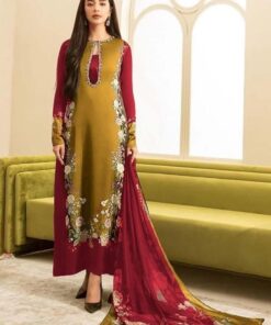 Ethnic Shamooz Silk 3 Piece Unstitched Tie and Dye Digital Printed Suit for Women