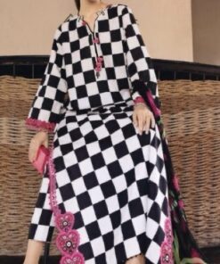 Ethnic Shamooz Silk 3 Piece Unstitched Tie and Dye Digital Printed Suit for Women