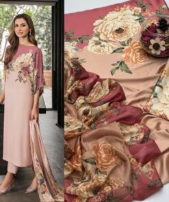 Ethnic Shamooz Silk 3 Piece Unstitched Tie and Dye Digital Printed Suit for Women