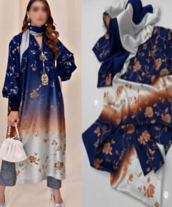 Ethnic Shamooz Silk 3 Piece Unstitched Tie and Dye Digital Printed Suit for Women