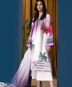 Ethnic Shamooz Silk 3 Piece Unstitched Tie and Dye Digital Printed Suit for Women