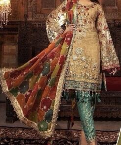 Luxury Chiffon Designer Suit with Beautiful Embroidered Artwork | Jalwa Store 