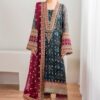 Designer Chiffon Embroidered Outfit for Wedding Celebrations | Jalwa Store 
