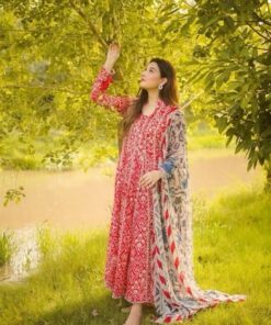 Pakistani Fancy Organza Suit with Designer Embroidered Front | Jalwa Store 