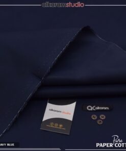 Alkaram Navy Blue Men Unstitched Hard Paper Cotton Suit 4.5 Meter Supreme Finish Premium Summer Fabric