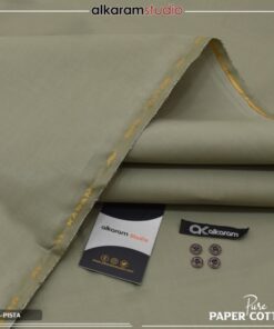 Alkaram Pista Men Unstitched Hard Paper Cotton Suit 4.5 Meter Supreme Finish Premium Summer Fabric
