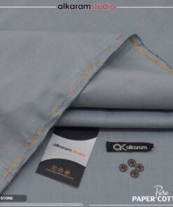 Alkaram Stone Men Unstitched Hard Paper Cotton Suit 4.5 Meter Supreme Finish Premium Summer Fabric