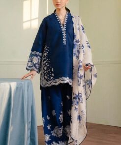 Luxury Unstitched Lawn Suit with Beautiful Pakistani Embroidery