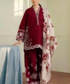 Premium Women's Summer Lawn Outfit with Designer Chiffon Dupatta