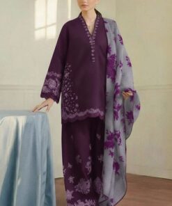 Women's Elegant Lawn Dress with Premium Chiffon Dupatta Pakistan
