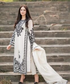 Luxury Lawn Fashion Suit with Embroidered Shirt and Chiffon Dupatta