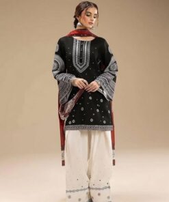 Luxury Women's Pure Lawn Outfit with Elegant Embroidery and Chiffon Dupatta