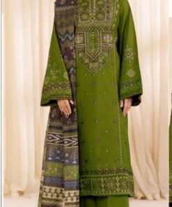 Premium Airjet 90/70 Pure Lawn Embroidered Suit with Digital Printed Bember Chiffon Dupatta