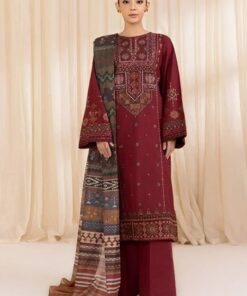 Luxury Pure Lawn Embroidered 3 Piece Unstitched Suit with Printed Dupatta