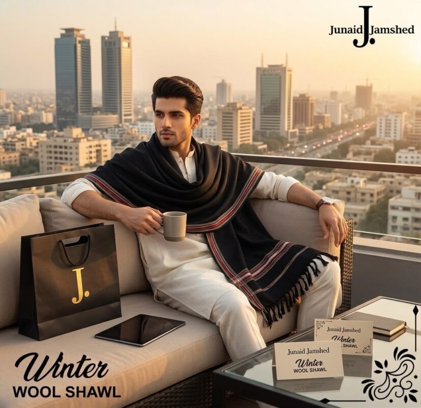 Junaid Jamshed Men's Shawl premium winter wear for men
