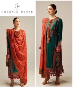 High definition fabric weave and sleeve embroidery of Jazmin SK-697 winter dhanak Pakistani ladies collection