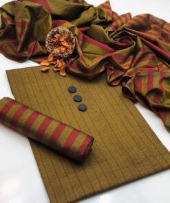 Front full view of Baroque SK-719 winter dhanak unstitched 3 piece winter suit at Jalwa Store
