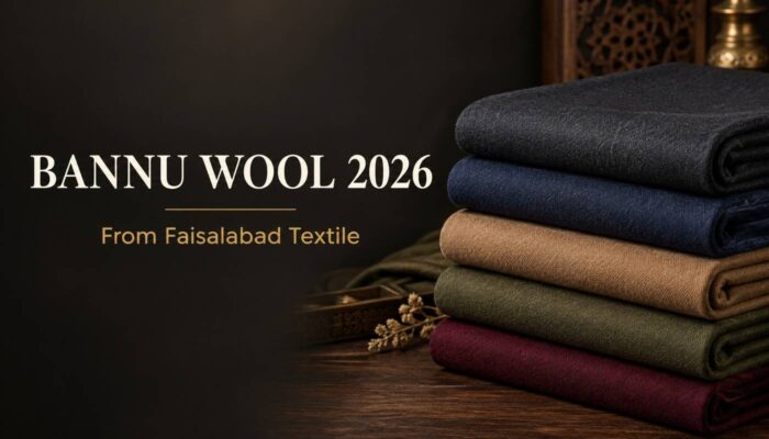Bannu Wool 2026 winter fabric collection by Faisalabad Textile – premium wool cloth in black, navy, tan, olive and maroon colors
