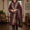 Fine needlework and resham daman patch of Baroque SK-719 winter dhanak Pakistani ladies collection