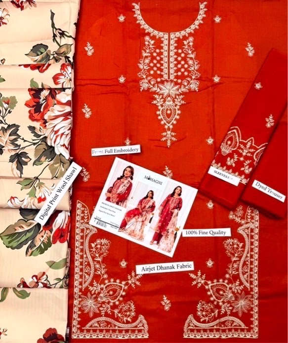 Overall model look of Urge SK-715 winter dhanak unstitched 3 piece winter suit at Jalwa Store
