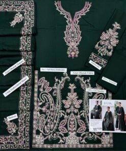 Fine needlework and resham daman patch of Jazmin SK-699 winter dhanak Pakistani ladies collection