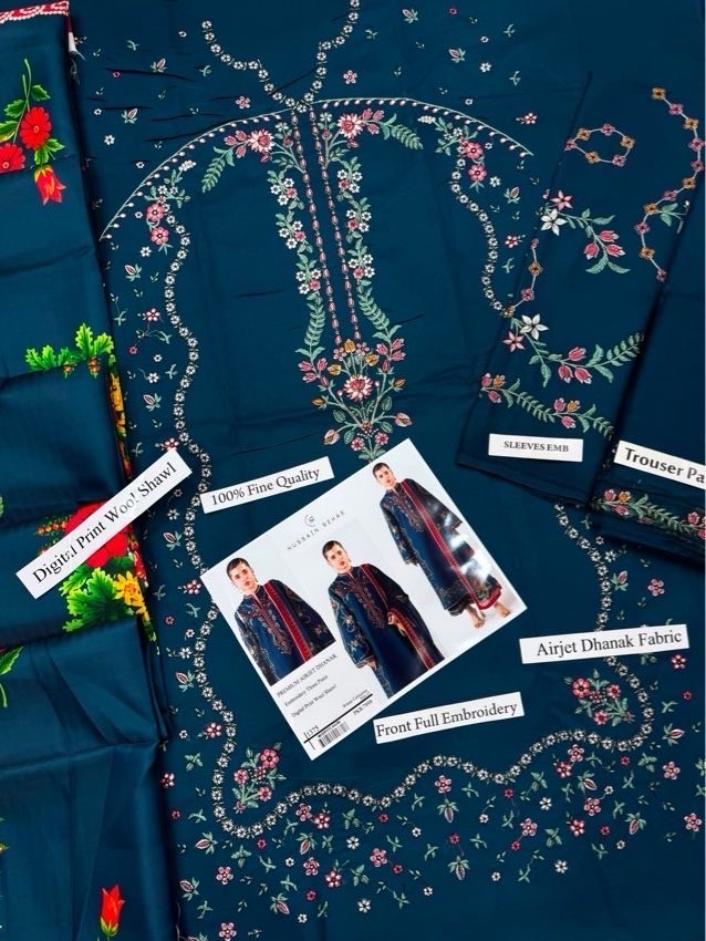 Matching woven winter shawl and trouser fabric of Pezwaan SK-710 winter dhanak Pakistani ladies collection
