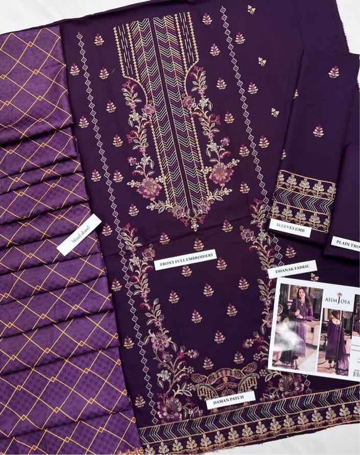 Front full view of Aisling SK-694 winter dhanak unstitched 3 piece winter suit at Jalwa Store