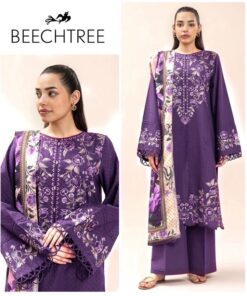 Zoomed in resham thread embroidery on Jazmin SK-701 winter dhanak Pakistani ladies collection