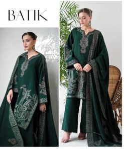 Overall model look of Jazmin SK-700 winter dhanak unstitched 3 piece winter suit at Jalwa Store