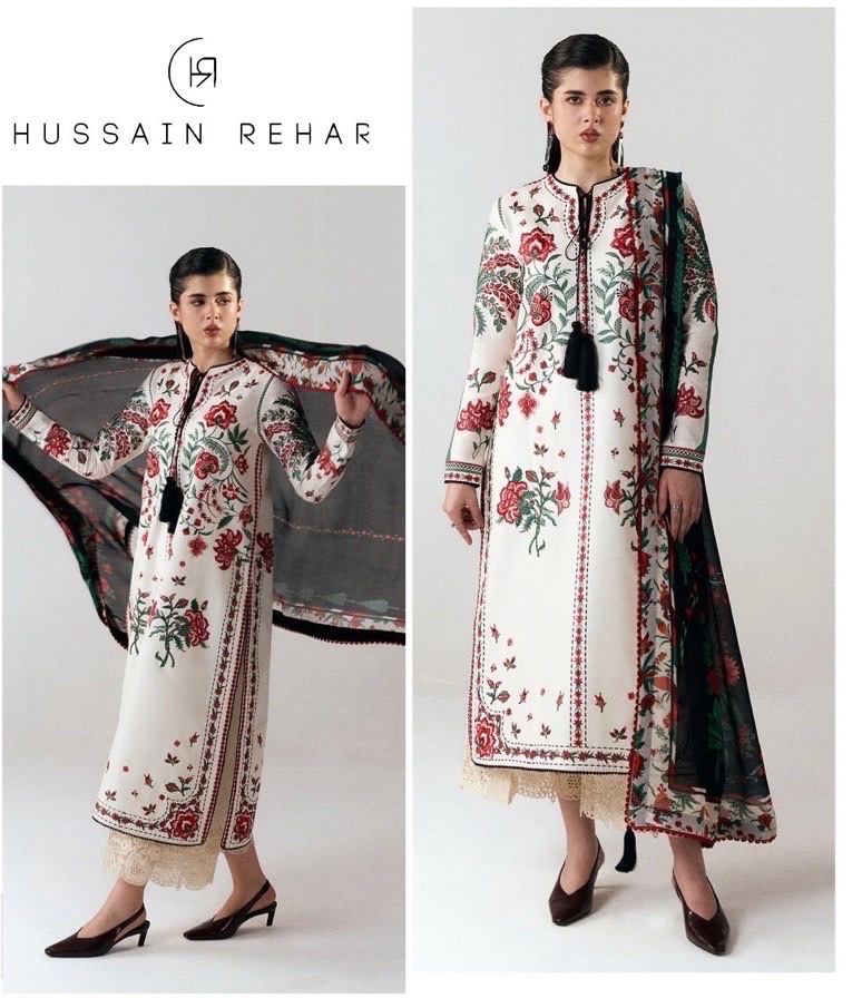 Front shirt and printed daman of Jazmin SK-701 winter dhanak unstitched 3 piece winter suit at Jalwa Store