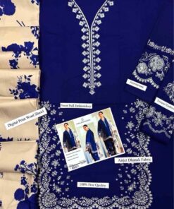 Front shirt and printed daman of Aisling SK-691 winter dhanak unstitched 3 piece winter suit at Jalwa Store