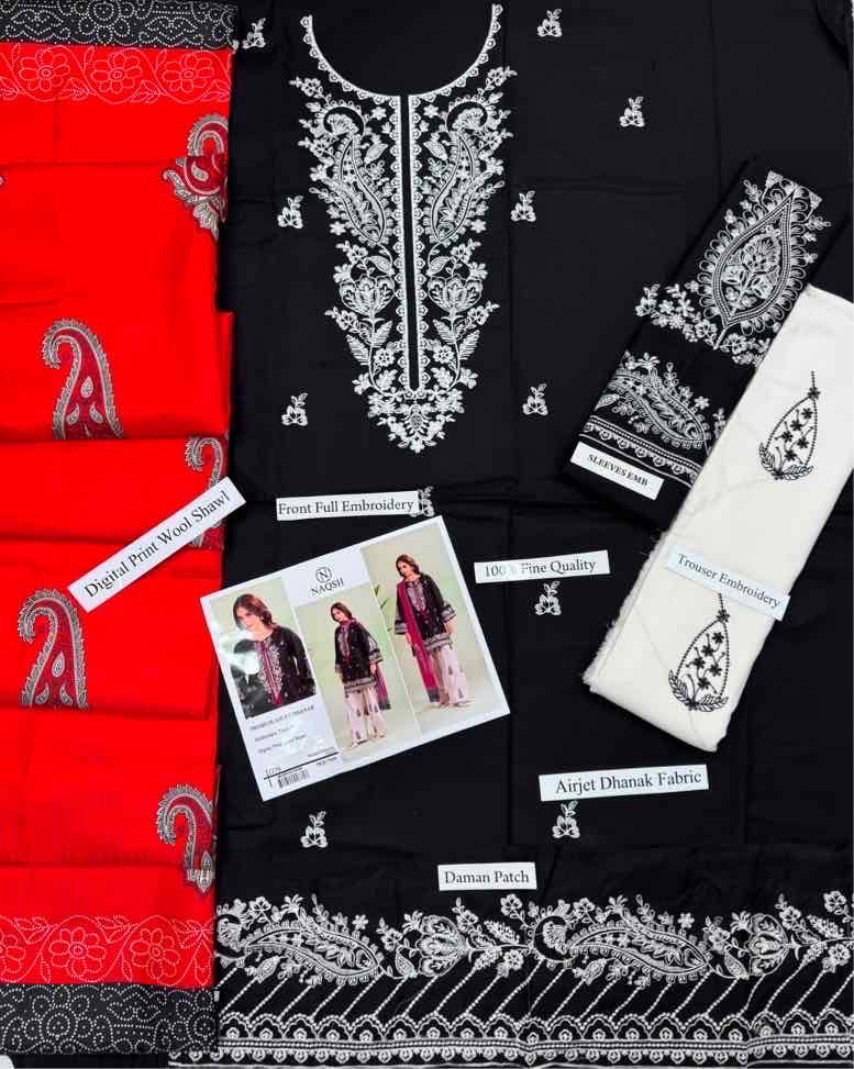High definition fabric weave and sleeve embroidery of Pezwaan SK-712 winter dhanak Pakistani ladies collection