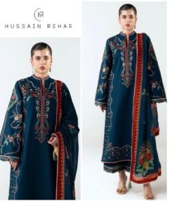 Front shirt and printed daman of Pezwaan SK-711 winter dhanak unstitched 3 piece winter suit at Jalwa Store