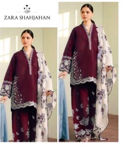 Matching woven winter shawl and trouser fabric of Izel SK-691 winter dhanak Pakistani ladies collection