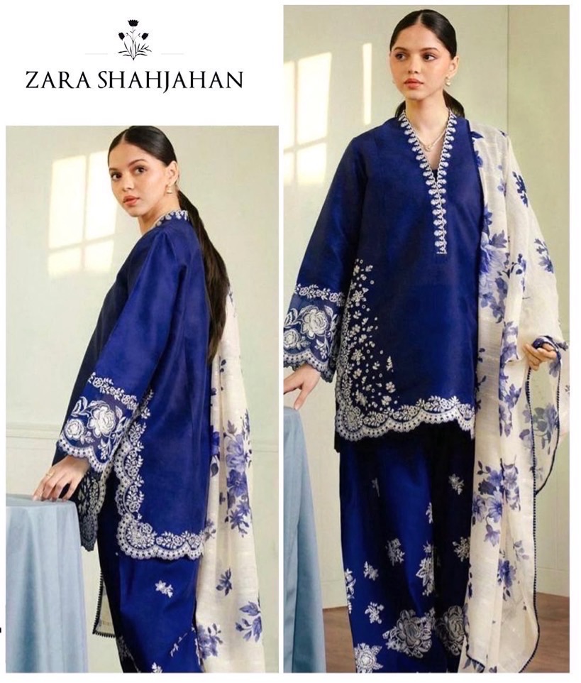 Zoomed in resham thread embroidery on Aisling SK-691 winter dhanak Pakistani ladies collection