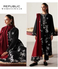 Fine needlework and resham daman patch of Jazmin SK-690 winter dhanak Pakistani ladies collection