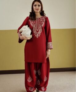 High-Quality Grey Unstitched Sapphire Winter Dhanak 2PC Embroidered Suit with premium winter insulation - Jalwa Store Exclusive