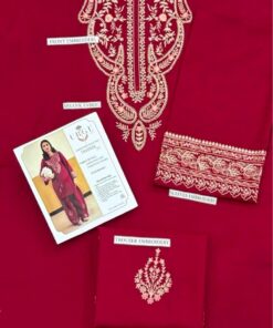 Gorgeous Red Pakistani Sapphire Winter Dhanak 2PC Embroidered Wear featuring detailed border embroidery at Jalwa Store 
