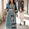 Zoomed in resham thread embroidery on Jazmin SK-673 winter dhanak Pakistani ladies collection