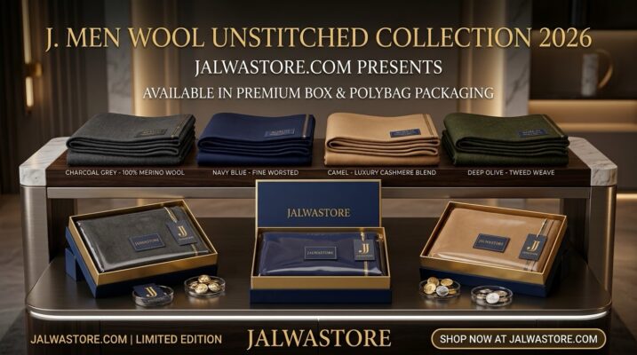 unaid Jamshed Premium Winter Wool Unstitched Suit for Men in Pakistan