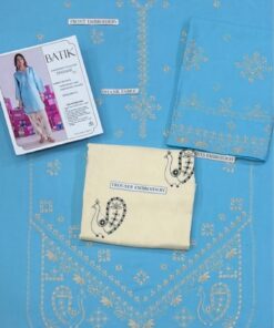 Stylish Blue Pakistani Sapphire Winter Dhanak 2PC Embroidered Wear with intricate threadwork - Jalwa Store Exclusive 